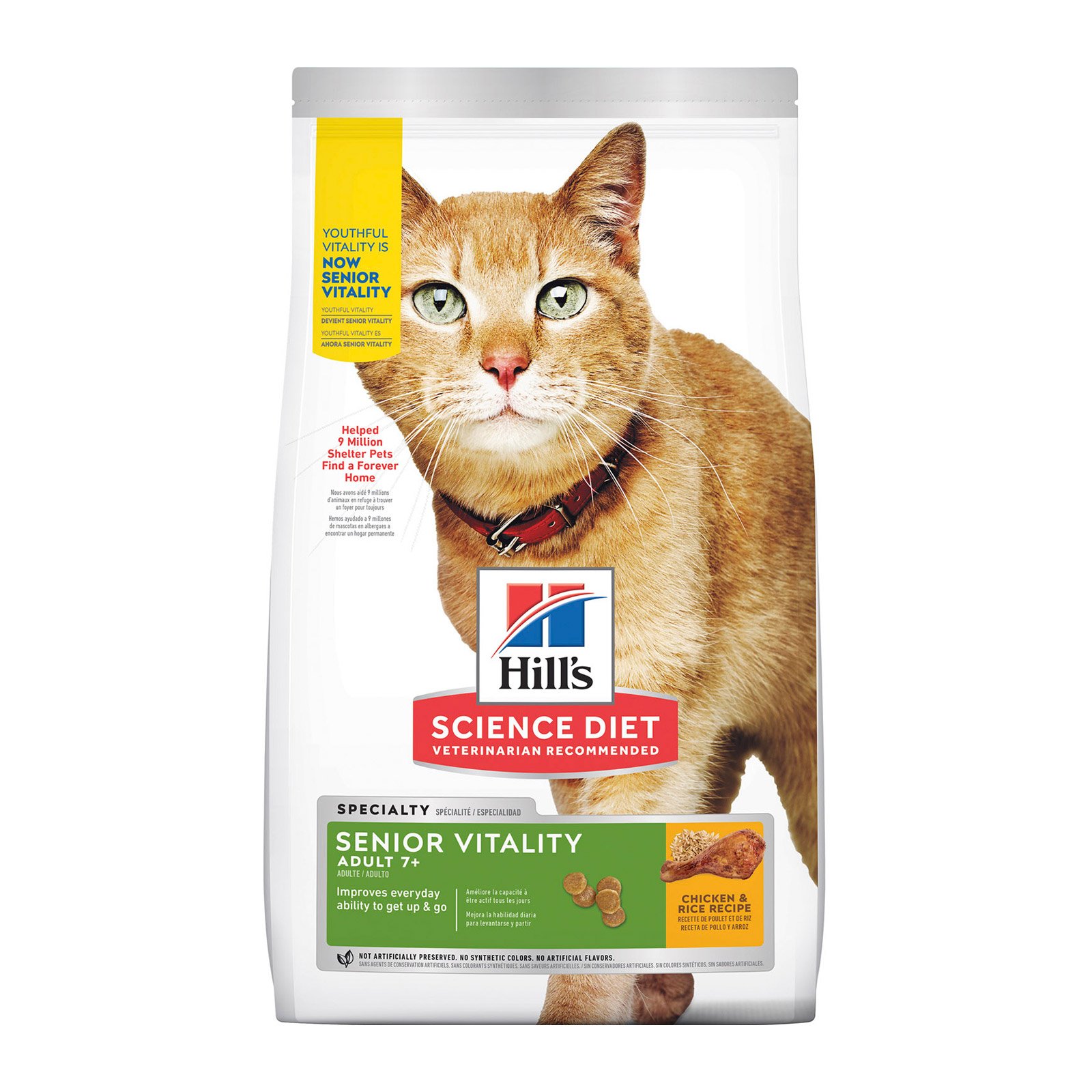 Hill's Science Diet Adult 7+ Youthful Vitality Chicken & Rice Senior Dry Cat Food  