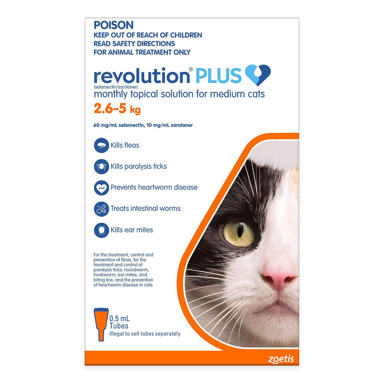 Revolution Plus for Medium Cats 2.5 - 5Kg (Orange)