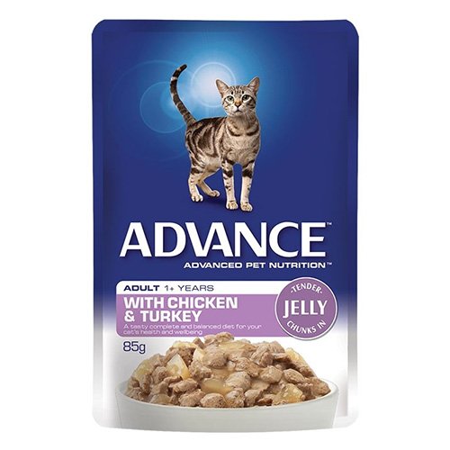 Advance Chicken & Turkey in Jelly Adult Cat Wet Food Pouch 85gmX12 