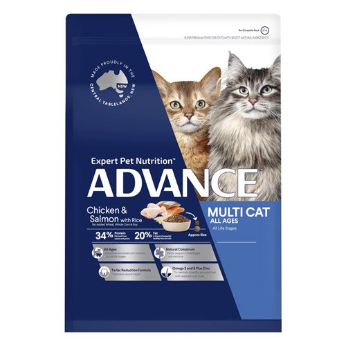 Advance Multi Cat All Ages Dry Cat Food Chicken & Salmon with Rice