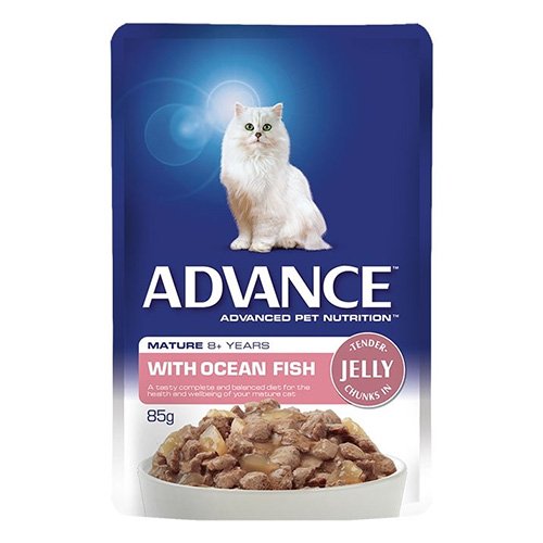 Advance Ocean Fish in Jelly Mature Cat 8+ Years Wet Food Pouch 85gmX12 