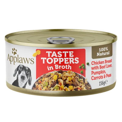 Applaws Natural Taste Toppers in Broth Chicken Breast with Beef Liver, Pumpkin, Carrots & Peas For Dogs