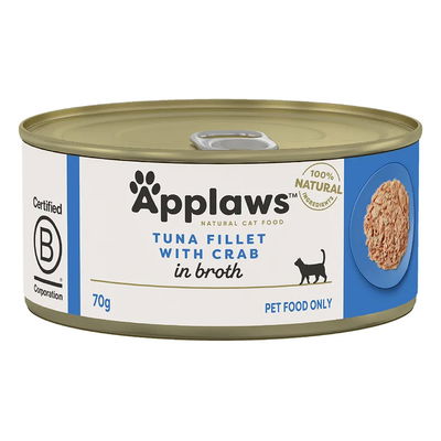 Applaws Natural Tuna Fillet with Crab in Broth Wet Cat Food