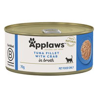 Applaws Natural Tuna Fillet with Crab in Broth Wet Cat Food 70gm