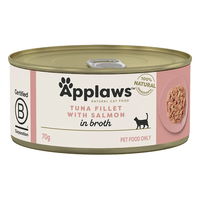 Applaws Natural Tuna Fillet with Salmon in Broth Wet Cat Food 70gm