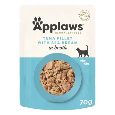 Applaws Natural Tuna Fillet with Sea Bream in Broth Wet Cat Food