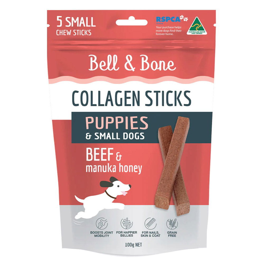 Bell And Bone Collagen Chew Sticks Beef And Manuka Honey For Puppies And Small Dogs 1 Pack (5 Sticks)