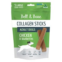 Bell and Bone Collagen Chew Sticks Chicken and Blueberries for Adult Dogs