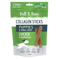 Bell and Bone Collagen Chew Sticks Chicken and Blueberries for Puppies and Small Dogs