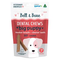 Bell and Bone Dental Chews Beef and Coconut for Big Puppies