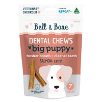 Bell and Bone Dental Chews Salmon and Carrot for Big Puppies