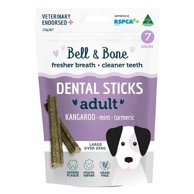 Bell and Bone Dental Sticks Kangaroo Mint and Turmeric Treats