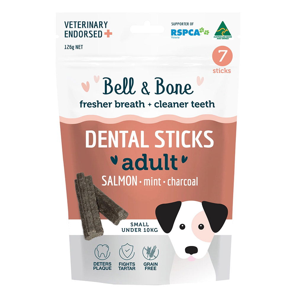 Bell And Bone Dental Sticks Salmon Mint And Charcoal For Small Dogs 1 Pack (7 Sticks)