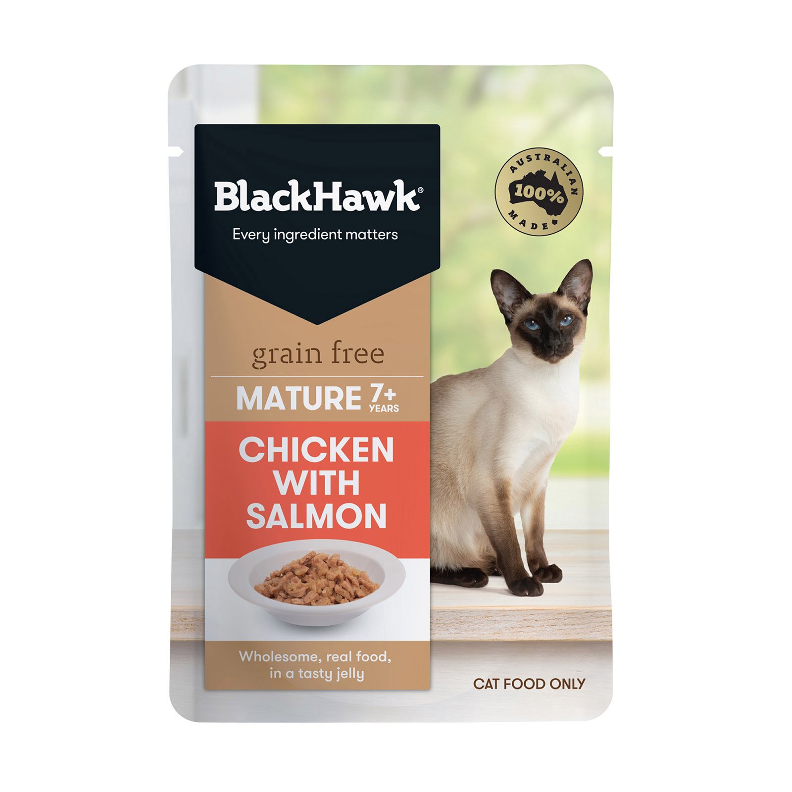 Black Hawk Cat Mature Chicken/Salmon 85g