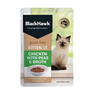 Black Hawk Grain Free Chicken With Peas And Broth In Rich Gravy Kitten Wet Food Pouch