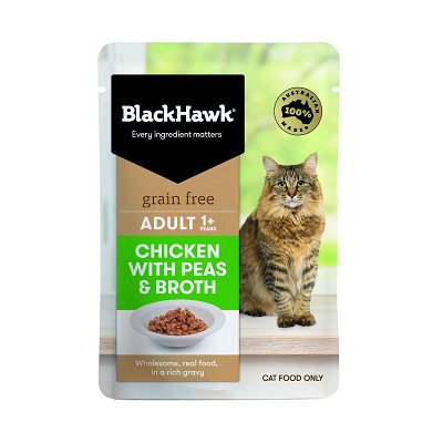 Black Hawk Grain Free Chicken With Peas And Broth In Rich Gravy Adult Cat Wet Food Pouch