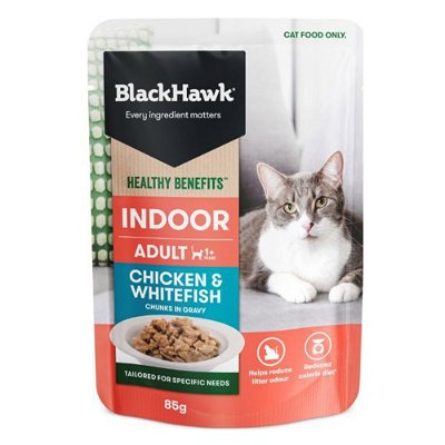 Black Hawk Healthy Benefits Indoor Wet Cat Food Chicken Whitefish in Gravy