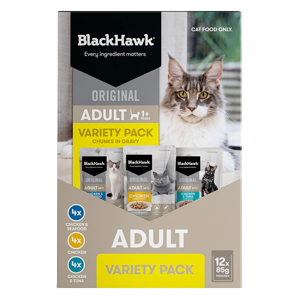 Black Hawk Original Adult 1+ Variety Pack Chunks in Gravy  Wet Cat Food