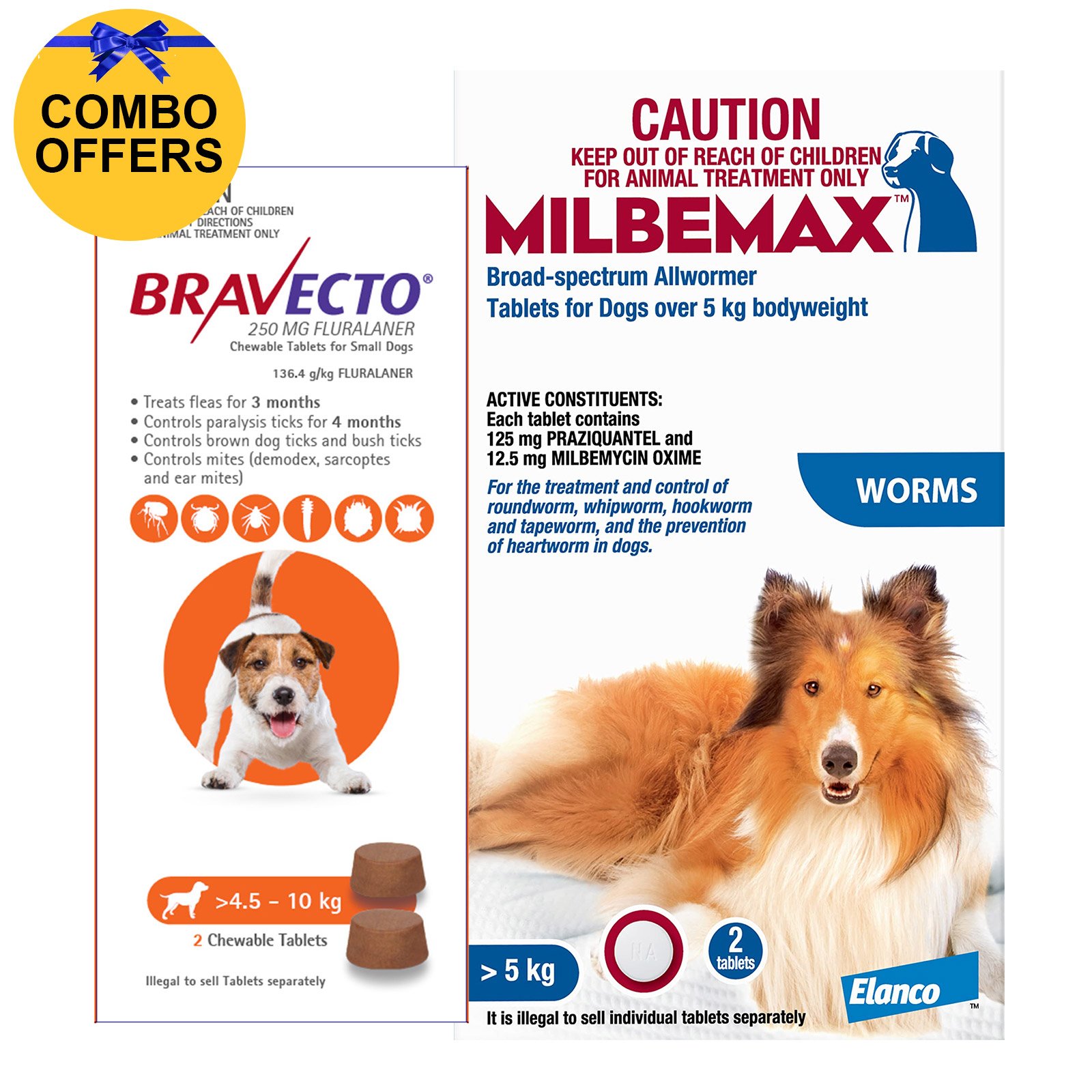 Bravecto Chew + Milbemax Combo Pack for Dogs 4.5-10kg (Small Dogs - Orange)