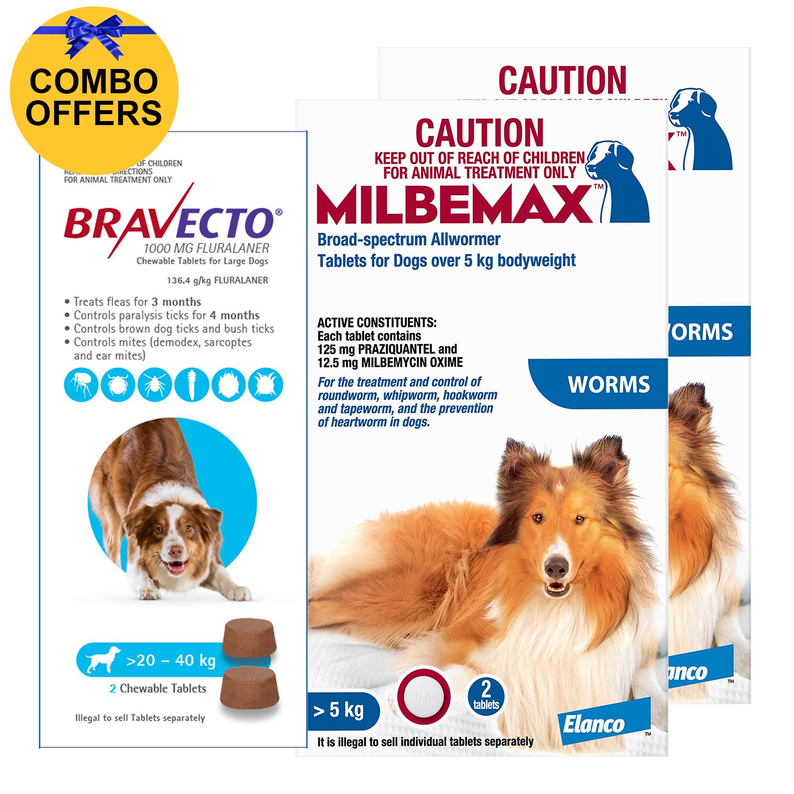 Bravecto Chew + Milbemax Combo Pack for Dogs 20-40kg (Large Dogs - Blue)