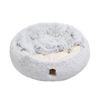 Charlie's Snookie Hooded Bed in Faux Fur for Pets Arctic White