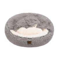 Charlie's Snookie Hooded Bed in Faux Fur for Pets Grey
