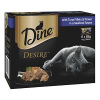 Dine Desire Multipack Adult Cat Wet Canned Food (Tuna Fillets and Prawn in a Seafood Sauce) 85g x 24