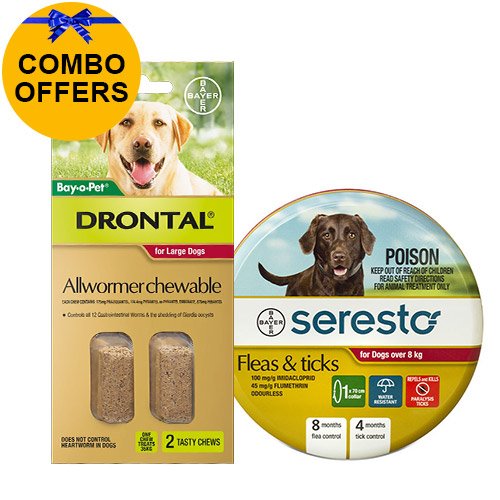 Seresto Collar + Drontal Allwormer Combo Pack  for Dogs Over 8 Kg