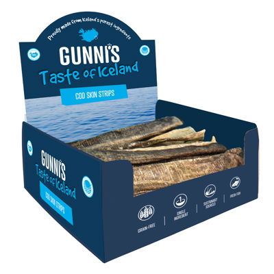 Gunni's Taste of Iceland Cod Skin Strips 8 Inch Dog Treats