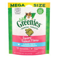 Greenies Feline Savory Salmon Flavor Dental Cat Treats 130 Gm