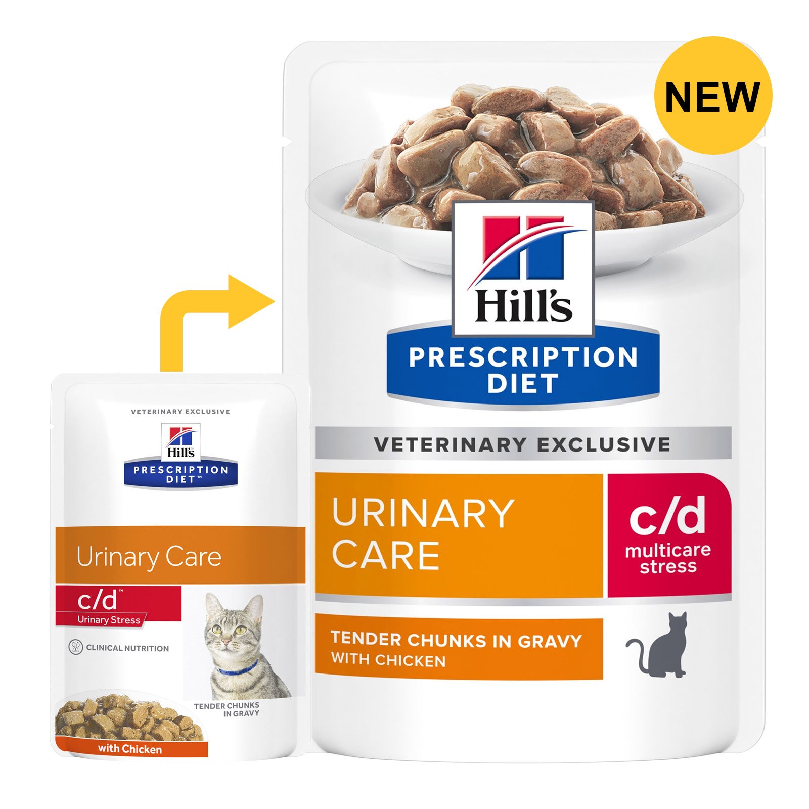 Hill's Prescription Diet c/d Urinary Care Multicare Stress Chicken Cat Food Pouches