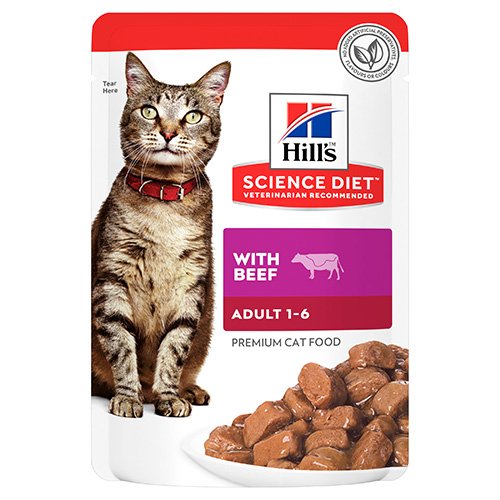 Hill's Science Diet Adult Beef Pouches Cat Food 85gmx12 1 Pack
