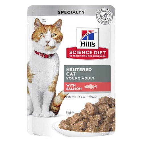 Hill's Science Diet Young Adult Cat Neutered Salmon Wet Pouch 85 gm