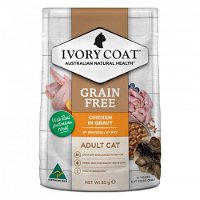 Ivory Coat Grain Free Adult Cat pouch Wet Food Chicken In Gravy 85g X 12 Pouches
