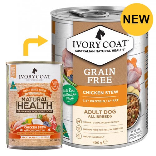 Ivory Coat Dog Adult Grain Free Chicken Stew with Coconut Oil 400g X 12 Cans