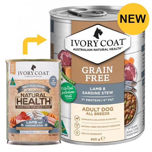Ivory Coat Dog Adult Grain Free Lamb and Sardine Stew 400g X 12 Cans