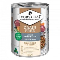 Ivory Coat Grain Free Adult Dog Canned Wet Food Lamb And Sardine Stew 400g X 12 Cans