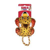 KONG Cozie Tuggz Crinkle Plush Squeaker Rope Tug Toy for Dogs - Cheetah