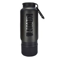 KONG H2O Portable Insulated Stainless Steel Bottle with Lid Bowl For Dogs - Black