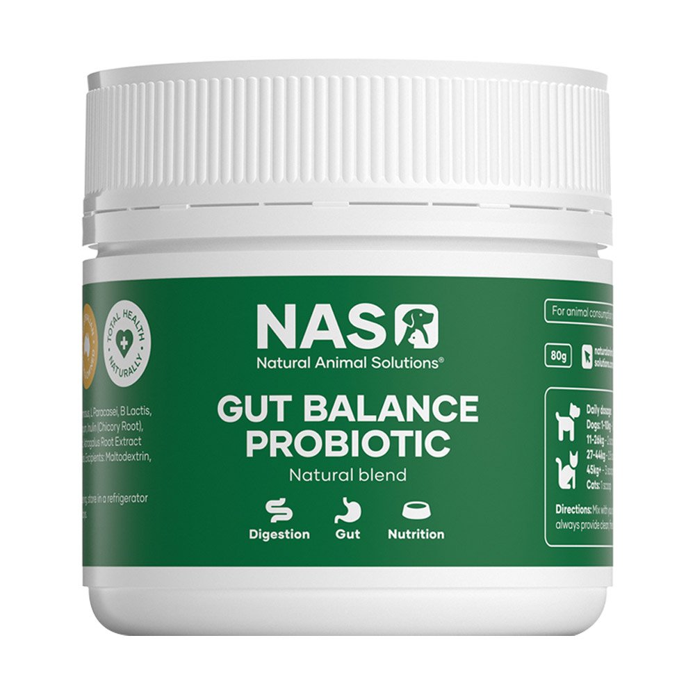 Natural Animal Solutions (NAS) Gut Balance Probiotic Natural Blend Supplement for Dogs and Cats