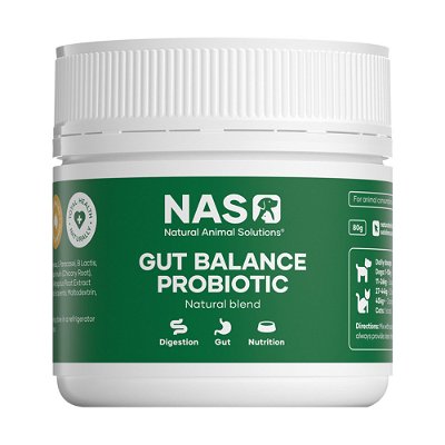 Natural Animal Solutions (NAS) Gut Balance Probiotic Natural Blend Supplement for Dogs and Cats