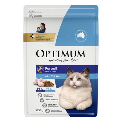 Optimum Furball 1+ Years with Chicken Dry Cat Food