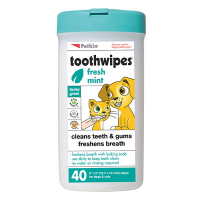 Petkin Fresh Mint Toothwipes for Dogs and Cats