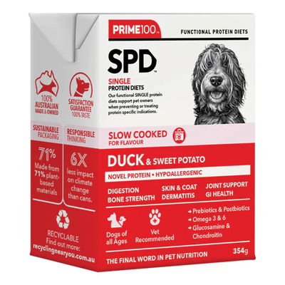 Prime100 SPD Single Protein Diets Slow Cooked Duck & Sweet Potato Wet Dog Food