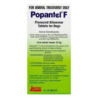 Popantel F Allwormer For Dogs (10 Kg) 80 Tablets