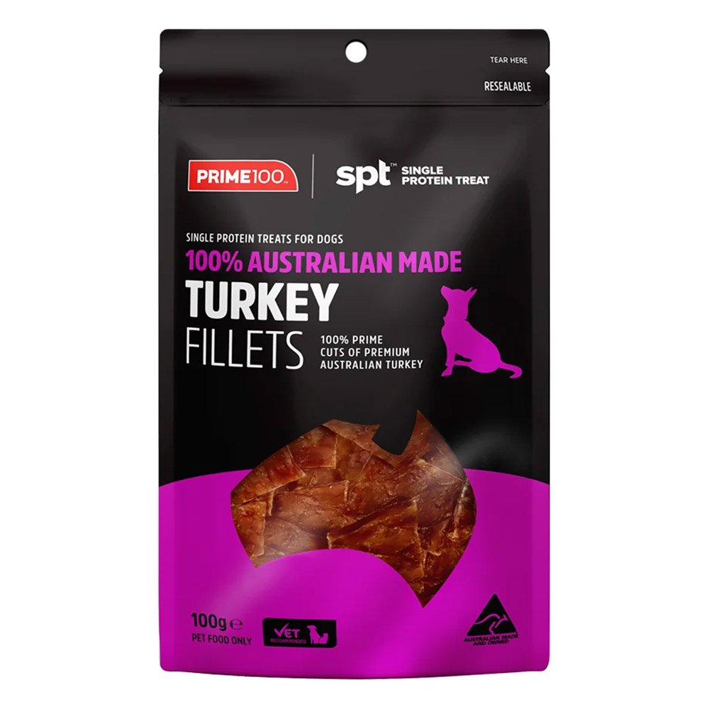 Prime100 SPT Single Protein Turkey Fillets Treats for Dogs