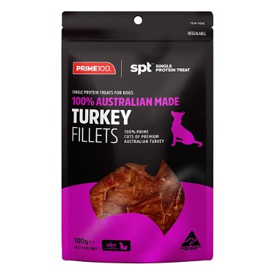 Prime100 SPT Single Protein Turkey Fillets Treats for Dogs