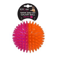 Scream Galaxy Ball Dog Toy - Loud Pink and Orange