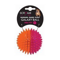 Scream Galaxy Ball Dog Toy - Loud Pink and Orange