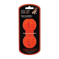 Scream Xtreme Treat Dumbbell Dog Toy - Loud Orange